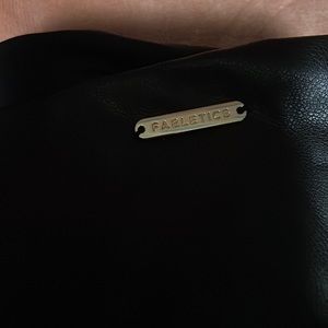 Black fabletics vegan leather leggings